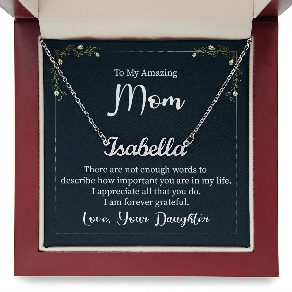 To My Mom Forever Grateful Daughter Personalized Name Necklace Stainless Steel